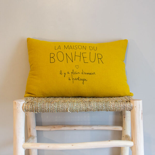 Coussin Maison du bonheur Miel Sophie Janiere