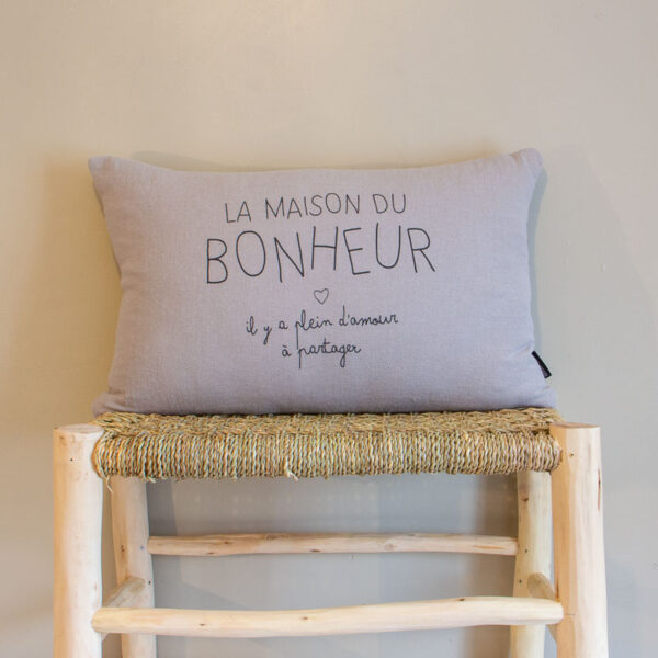 Coussin Maison du bonheur ficelle Sophie Janiere