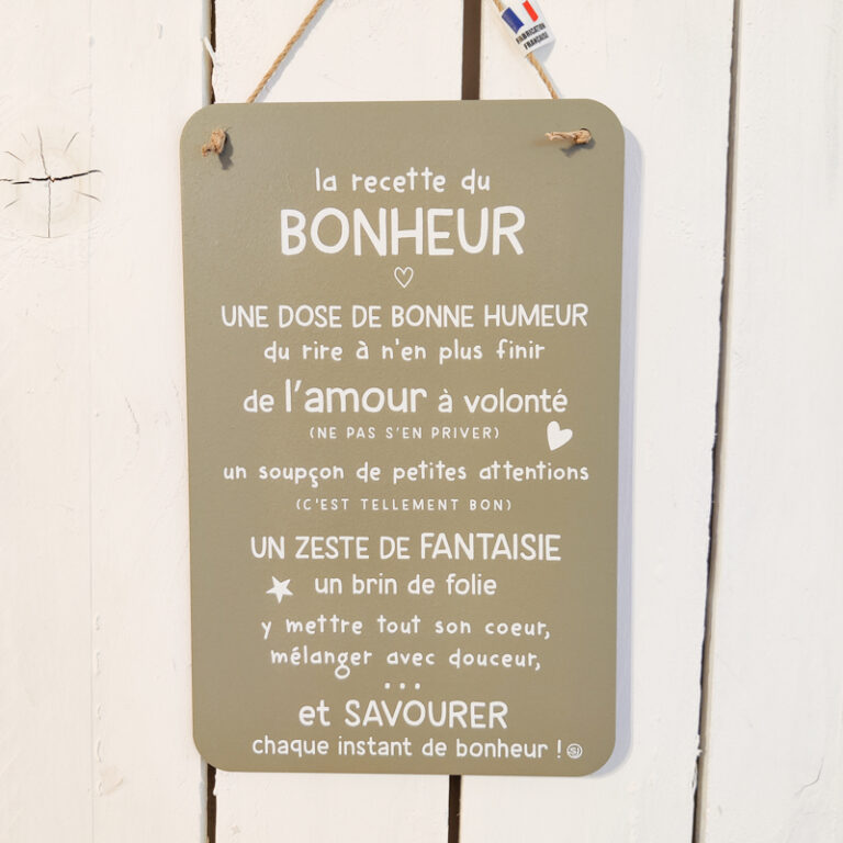 Pancarte La Recette Du Bonheur Casa Cosy