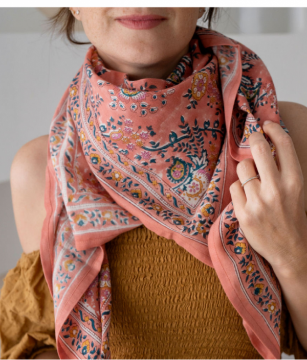 grand foulard indien capri peche